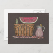 Picnic Basket & Watermeloen Briefkaart (Voorkant / Achterkant)