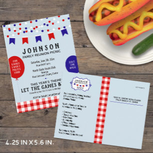 Picnic   BBQ Barbecue Reunion ・ Birthday Aankondigingskaart