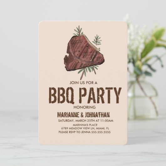 Picnic BBQ Party Cookout Hand Drawn Steak Kaart (Staand voorkant)
