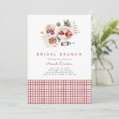 Picnic BBQ Red Pset Waterverf Bridal Brunch Kaart (Staand voorkant)