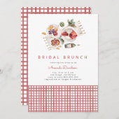 Picnic BBQ Red Pset Waterverf Bridal Brunch Kaart (Voorkant / Achterkant)