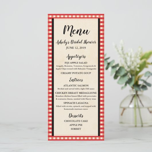 Picnic BBQ, Vrijgezellenfeest, bruiloft, partijmen Menu (Staand voorkant)