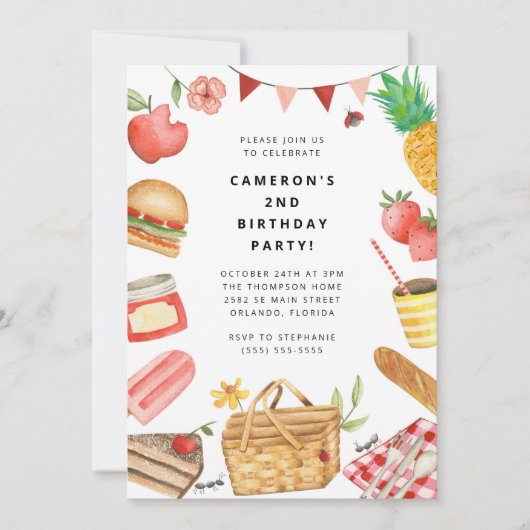 Picnic Birthday Invitation Kaart (Voorkant)