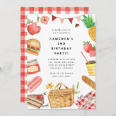 Picnic Birthday Invitation Kaart (Voorkant / Achterkant)