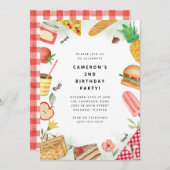 Picnic Birthday Invitation Kaart (Voorkant / Achterkant)