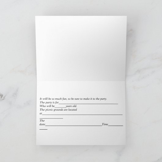 Picnic Birthday Party Invite for Child (Binnen)