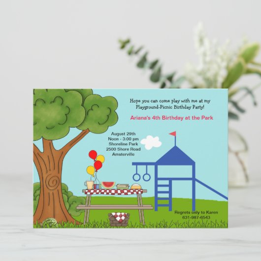 Picnic Birthday speelveld Kaart (Staand voorkant)