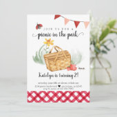 Picnic Birthday Uitnodiging voor meisjes (Staand voorkant)