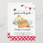 Picnic Birthday Uitnodiging voor meisjes (Voorkant / Achterkant)