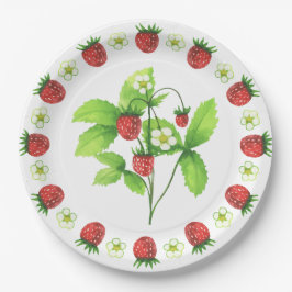 Picnic Borden - Aardbeien Papieren Bordje