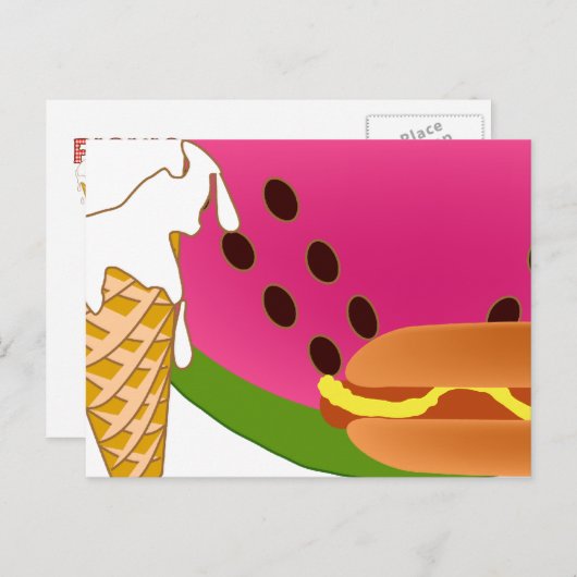 Picnic Briefkaart Party nodigt uit (Voorkant / Achterkant)