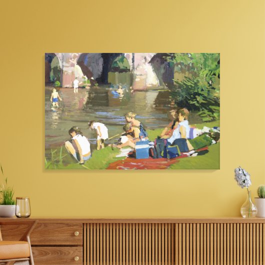 Picnic by the River Withypool Canvas Afdruk (Insitu (Woonkamer))