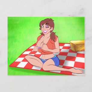 Picnic Cartoon Pin-up Briefkaart