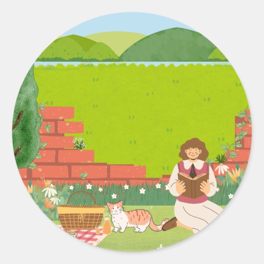 Picnic Cat Sticker (Voorkant)