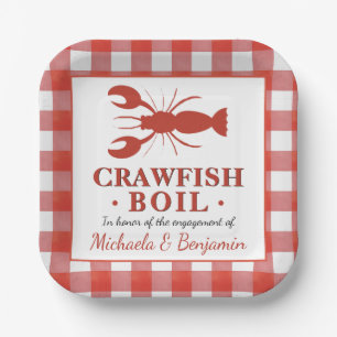 Picnic Crawfish Boil Lobster Party Verloving Red Papieren Bordje