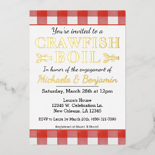Picnic Crawfish Boil Seafood Party Verloving Folie Uitnodiging