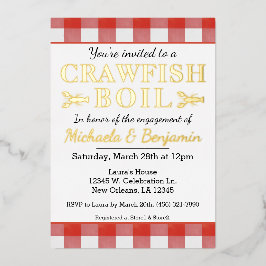 Picnic Crawfish Boil Seafood Party Verloving Folie Uitnodiging