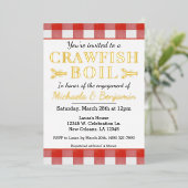Picnic Crawfish Boil Seafood Party Verloving Folie Uitnodiging (Staand Voorkant)