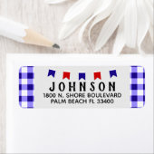 Picnic en banner | Blue Checkeron Tablecloth Summe Etiket (Insitu)