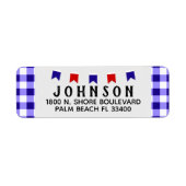 Picnic en banner | Blue Checkeron Tablecloth Summe Etiket (Voorkant)