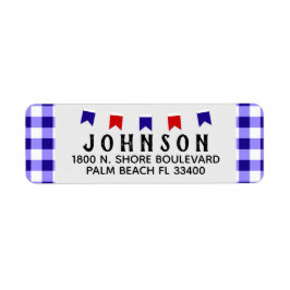 Picnic en banner | Blue Checkeron Tablecloth Summe Etiket