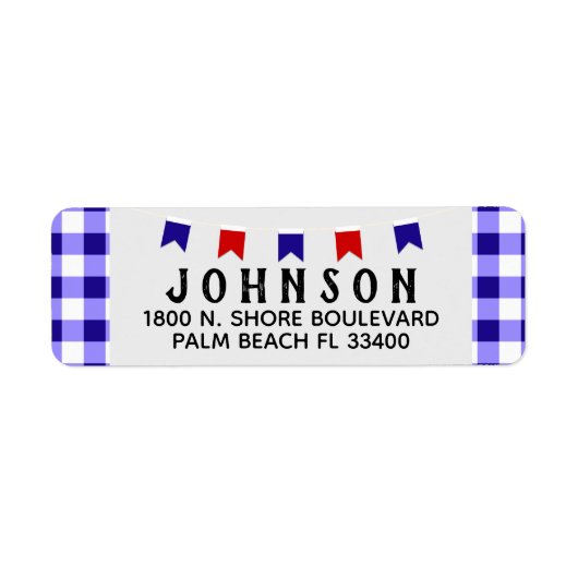 Picnic en banner | Blue Checkeron Tablecloth Summe Etiket (Voorkant)