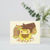 Picnic Frog leest een boek Briefkaart (Staand voorkant)