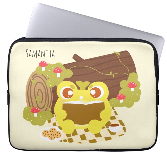 Picnic Frog leest een boek Laptop Sleeve (Voorkant)