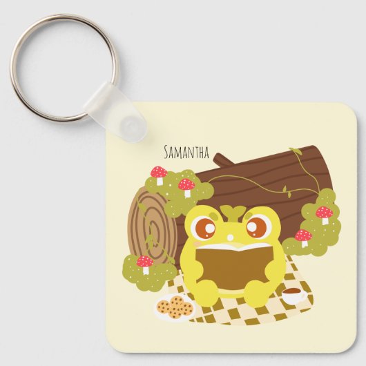 Picnic Frog leest een boek Sleutelhanger (Voorkant)