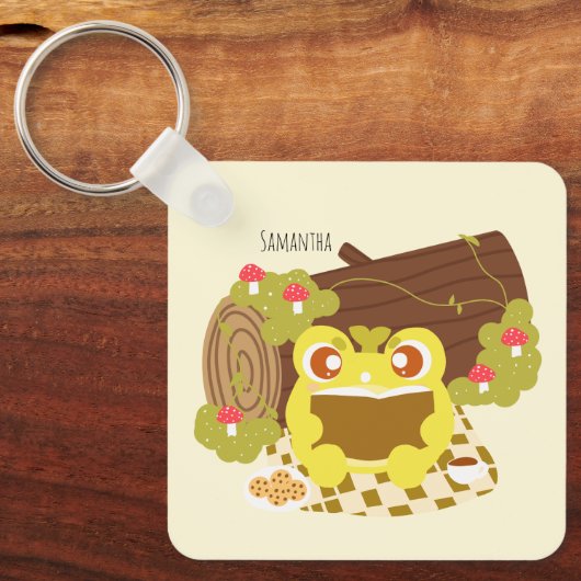 Picnic Frog leest een boek Sleutelhanger (Voorkant)