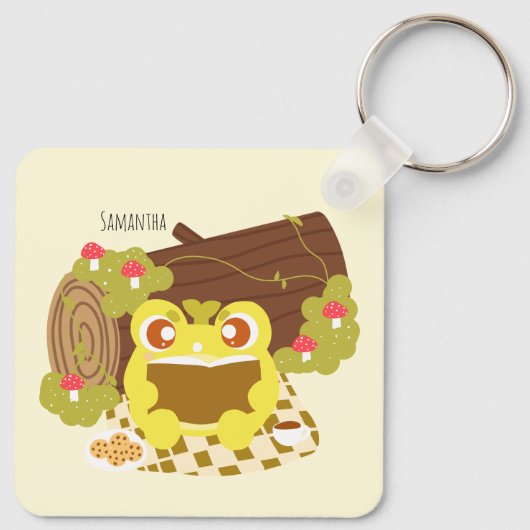 Picnic Frog leest een boek Sleutelhanger (Achterkant)