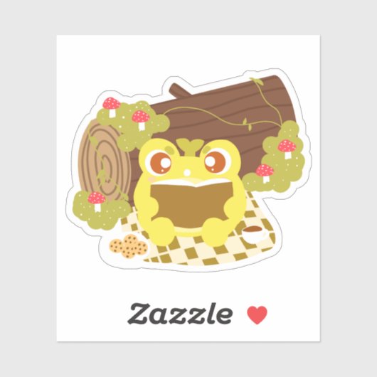 Picnic Frog leest een boek Sticker (Vel)