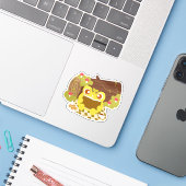Picnic Frog leest een boek Sticker (Laptop met iPhone)