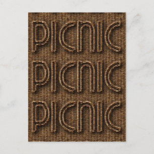 Picnic Funny Wicker Style Typografie Brown Briefkaart