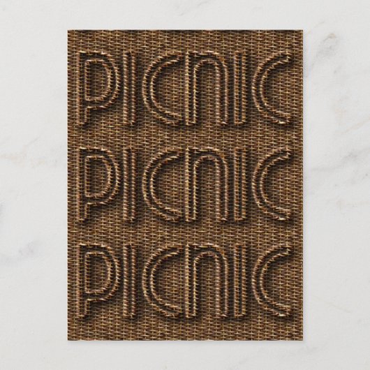 Picnic Funny Wicker Style Typografie Brown Briefkaart (Voorkant)