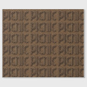 Picnic Funny Wicker Style Typografie Brown Cadeaupapier (Vlak)