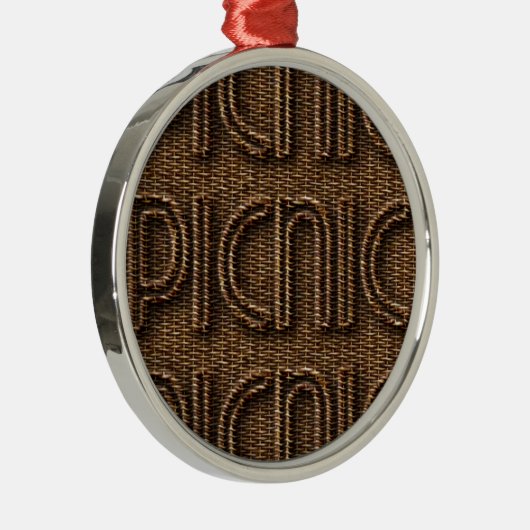 Picnic Funny Wicker Style Typografie Brown Metalen Ornament (Rechts)