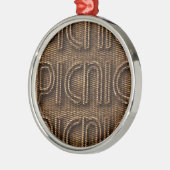 Picnic Funny Wicker Style Typografie Brown Metalen Ornament (Links)