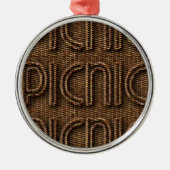 Picnic Funny Wicker Style Typografie Brown Metalen Ornament (Voorkant)