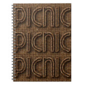 Picnic Funny Wicker Style Typografie Brown Notitieboek (Voorkant)