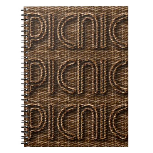 Picnic Funny Wicker Style Typografie Brown Notitieboek (Voorkant)