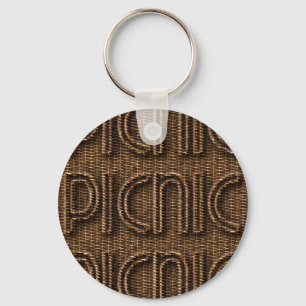 Picnic Funny Wicker Style Typografie Brown Sleutelhanger
