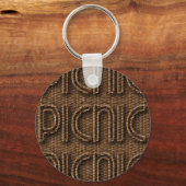 Picnic Funny Wicker Style Typografie Brown Sleutelhanger (Voorkant)