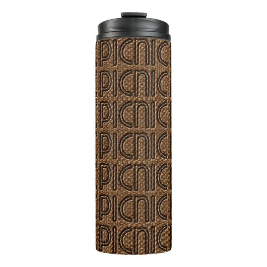 Picnic Funny Wicker Typography Brown Tumbler Thermosbeker (Voorkant)