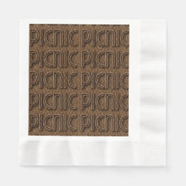 Picnic Funny Wicker Typography Paper Party Napkins Servet