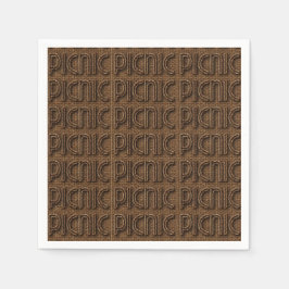Picnic Funny Wicker Typography Paper Party Napkins Servet