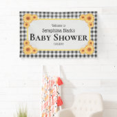 Picnic Gingham Sunflower Baby shower Welkom Spandoek (Insitu)