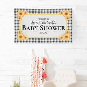 Picnic Gingham Sunflower Baby shower Welkom Spandoek