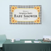 Picnic Gingham Sunflower Baby shower Welkom Spandoek (Beurs)