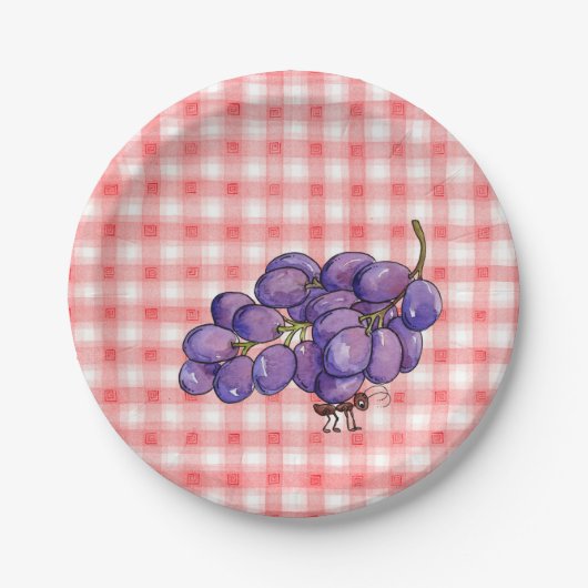 Picnic Grapes Papieren Bordje (Voorkant)